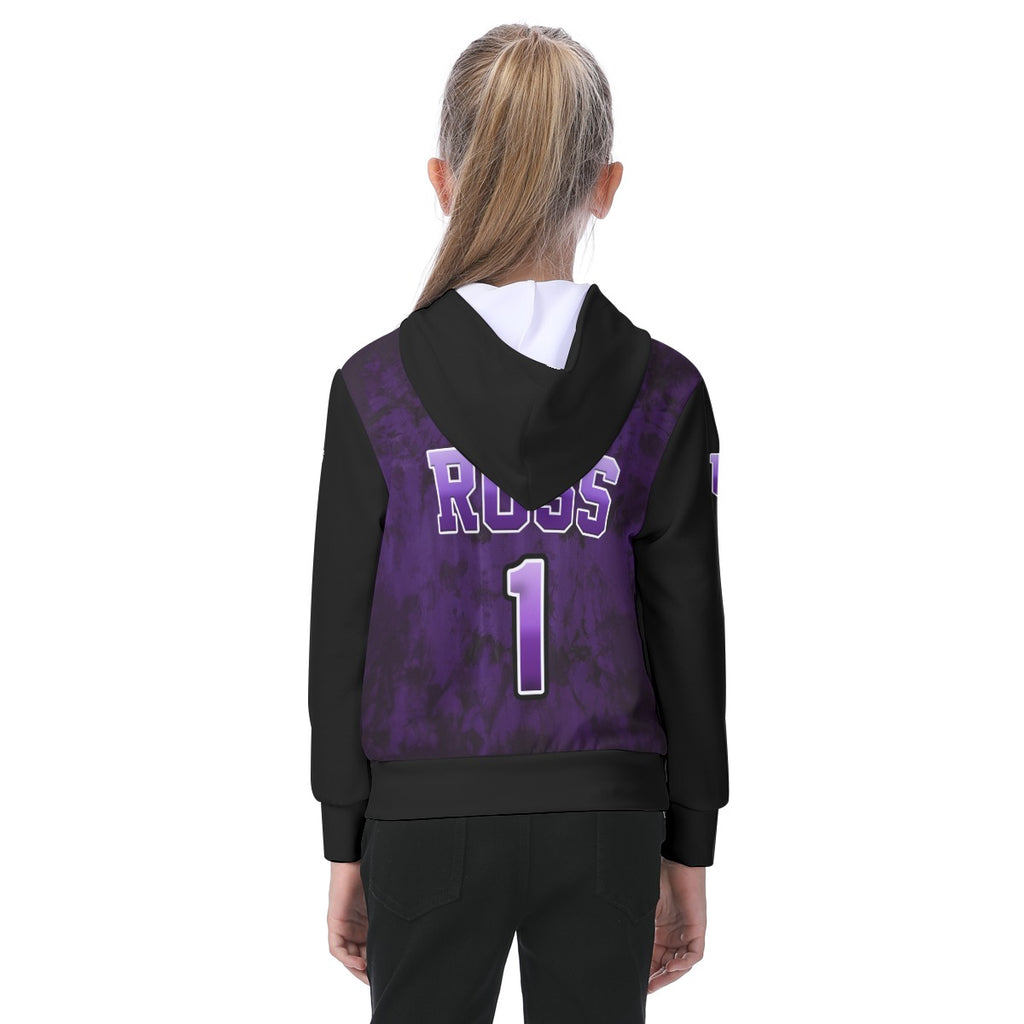 UV Lightning Kid's Lightweight Hoodie PURPLE TIE DYE WITH BLACK SLEEVES AND HOOD (Sublimation not DTF)