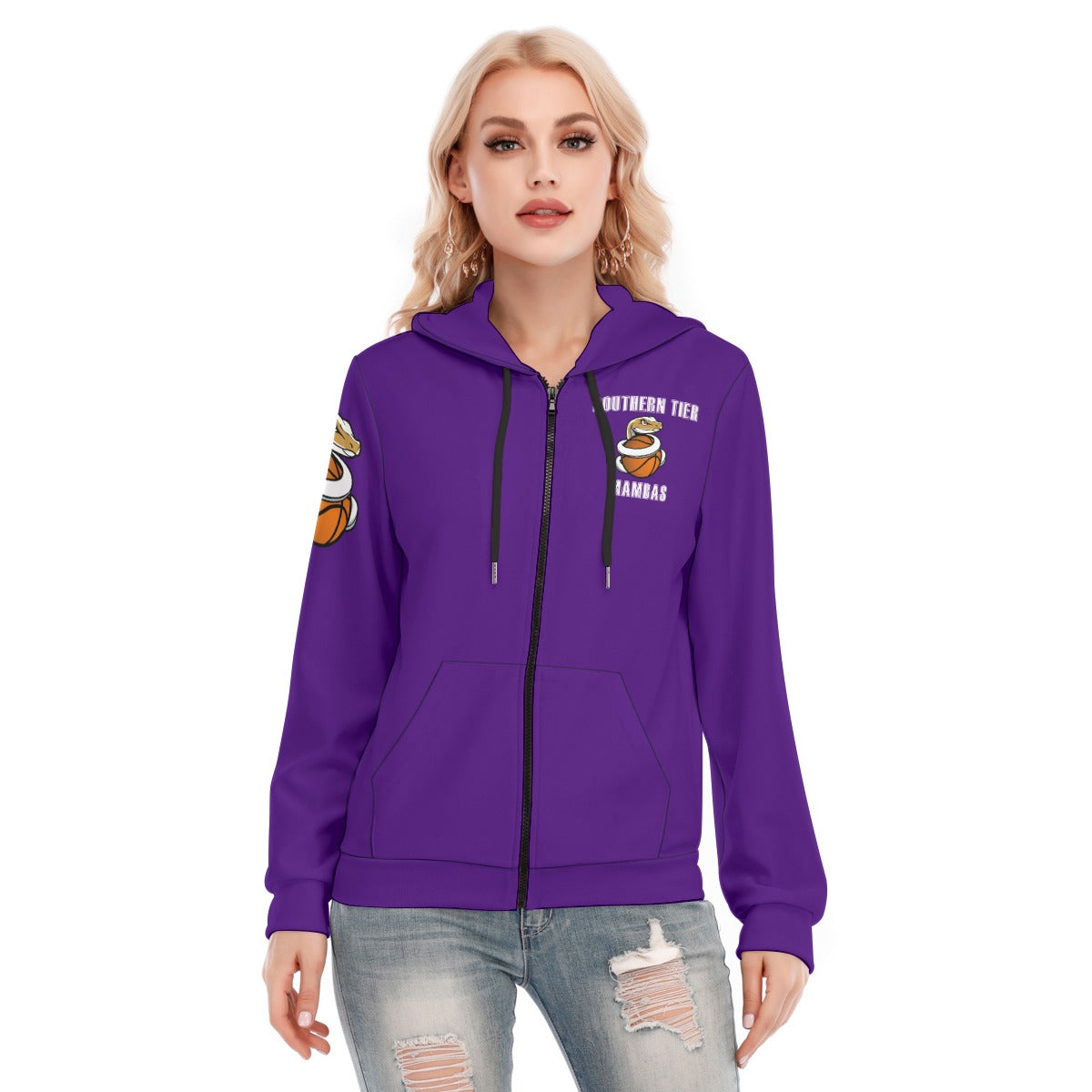 Women's Hoodie With Zipper and Hood Drawstring