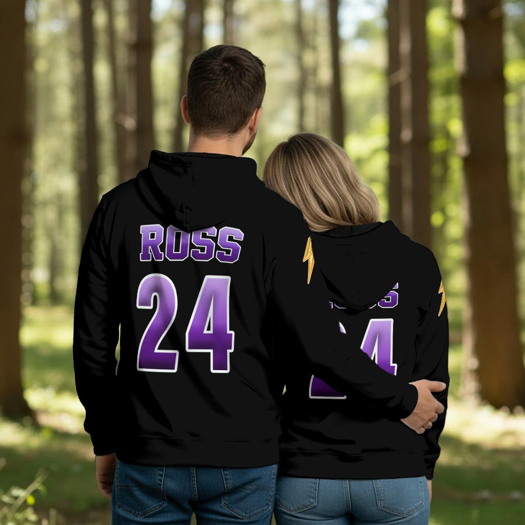 Pullover Lightweight Hoodie BLACK Unisex Adult (Sublimation printing not DTF)