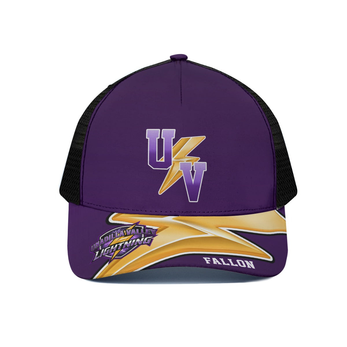 UV Lightning  Customizable Unisex Trucker Snap Back Hat With Black Half-mesh - One Size Fits All