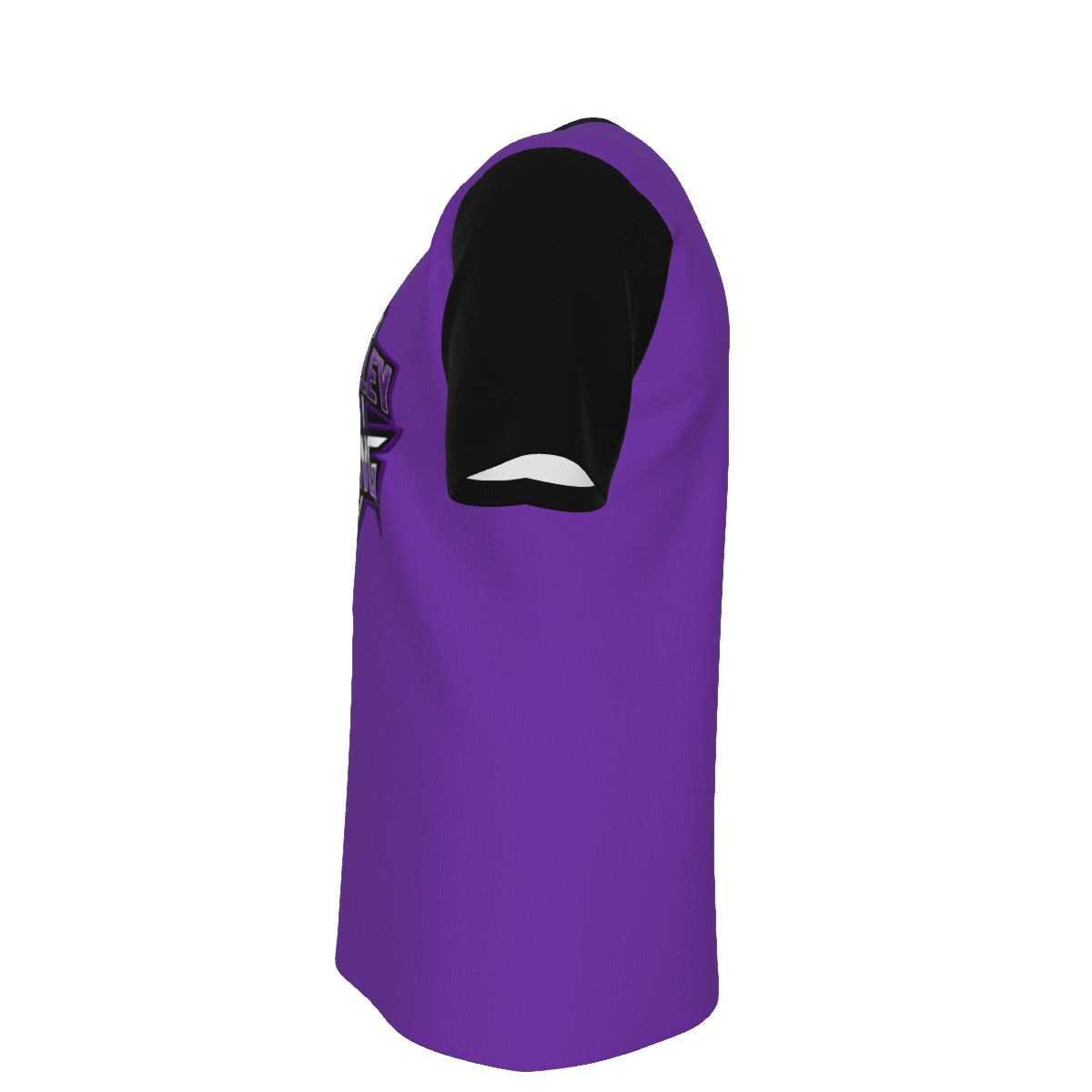 UV Lightning Adult Tee Shirt PURPLE WITH BLACK SLEEVES AND COLLAR (Sublimation not DTF application)