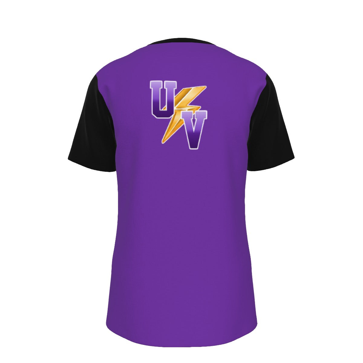 UV Lightning Adult Tee Shirt PURPLE WITH BLACK SLEEVES AND COLLAR (Sublimation not DTF application)