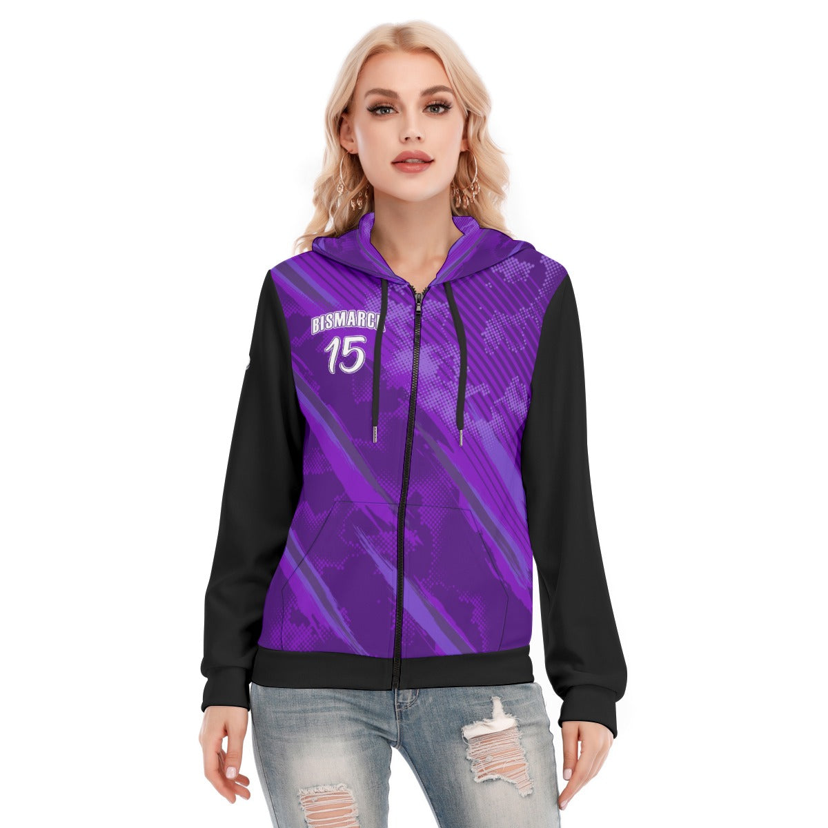 Women's Hoodie With Zipper and Hood Drawstring